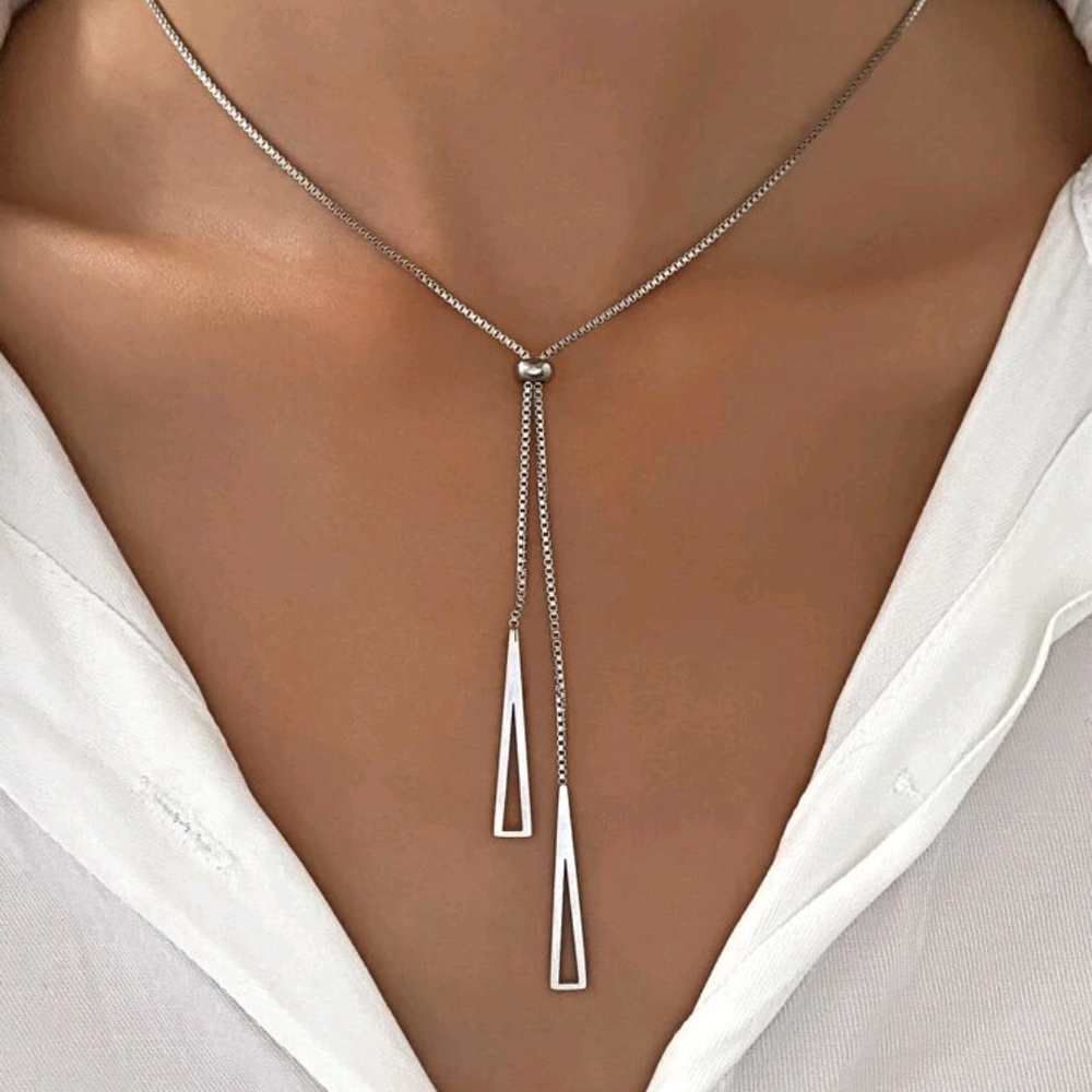 Elegant Stainless Steel Lariat Necklace